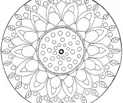 Coloriage Mandala Fleur Difficile en couleur