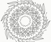 Coloriage Mandala Fleurs et Feuilles