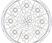 Coloriage et dessins gratuit Mandala Fleurs mozaïque à imprimer