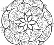 Coloriage Mandalas Fleurs Vectoriel en noir