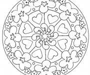 Coloriage et dessins gratuit Mandala Fleurs et Coeurs à imprimer