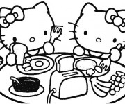 Coloriage et dessins gratuit Hello Kitty Mange à imprimer