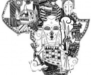 Coloriage Carte  d'Afrique Art Visuel