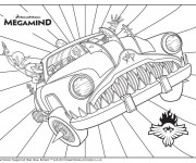 Coloriage et dessins gratuit Megamind sur sa voiture magique à imprimer