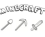Coloriage Minecraft outils et armes