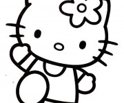 Coloriage et dessins gratuit Hello Kitty en train te salue à imprimer