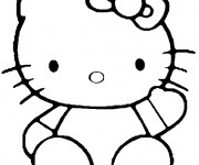 Coloriage et dessins gratuit Hello Kitty facile à colorier à imprimer