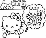 Coloriage Hello Kitty fait un rêve