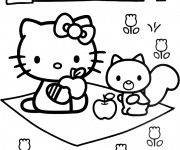 Coloriage Hello Kitty Minou Pique-nique