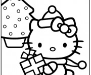 Coloriage Hello Kitty Noel à colorier