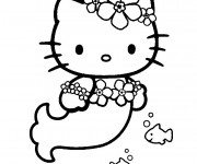 Coloriage et dessins gratuit Hello Kitty sirène en ligne à imprimer