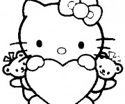 Coloriage et dessins gratuit Minou Hello Kitty facile à imprimer