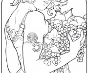 Coloriage Tableau Monet Une Femme porte des fruits