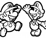 Coloriage Luigi et Mario Super Team