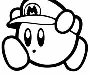 Coloriage Nintendo Kirby déguisé en Mario