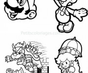 Coloriage Nintendo Mario Luigi et Daisy