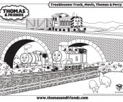 Coloriage Thomas Le Train sur le Pont