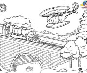 Coloriage Thomas sur Le Pont dessin animé