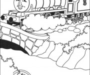 Coloriage et dessins gratuit Train magique sur Le Pont à imprimer