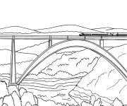 Coloriage et dessins gratuit Train sur Pont à imprimer