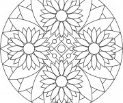 Coloriage et dessins gratuit Mandalas Fleurs pour relaxer à imprimer