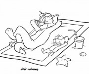 Coloriage Tom and Jerry Relaxant