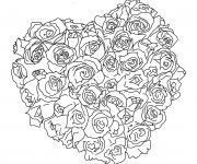 Coloriage Bouquet de Rose couleur