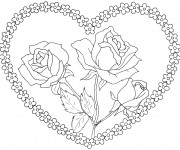 Coloriage et dessins gratuit Coeur d'Amour et Roses à imprimer