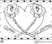 Coloriage et dessins gratuit Deux Roses et Coeur magique à imprimer