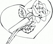 Coloriage et dessins gratuit Rose et Amour à imprimer