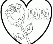 Coloriage Rose et Coeur pour Papa