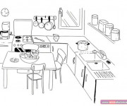 Coloriage et dessins gratuit La Cuisine dessin animé à imprimer