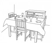 Coloriage et dessins gratuit Salle à manger en noir et blanc à imprimer