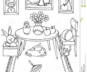 Coloriage et dessins gratuit Salle à manger sympathique à imprimer