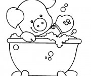 Coloriage Le Cochon se baigne pour enfant