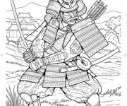 Coloriage Samourai en armure