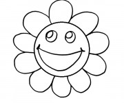 Coloriage Smiley Fleur