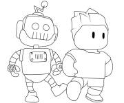Coloriage Robot et Lionel Messi Stumble Guys
