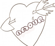 Coloriage et dessins gratuit Coeur d'amour brisé par Flèche à imprimer