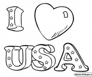 Coloriage et dessins gratuit I Love USA à imprimer