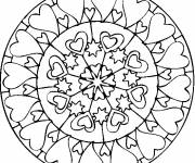 Coloriage et dessins gratuit Mandala de coeurs à imprimer