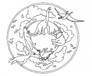 Coloriage et dessins gratuit Mandala Dinosaures à imprimer
