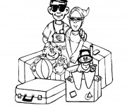 Coloriage et dessins gratuit La Famille en Vacances à imprimer