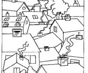 Coloriage et dessins gratuit Les Maisons de Village à imprimer