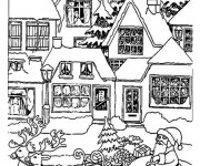 Coloriage Village de Noel en ligne