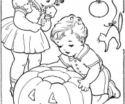 Coloriage Vintage L'enfance et Halloween