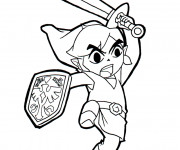 Coloriage et dessins gratuit Zelda Link avec son Épée à imprimer