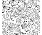 Coloriage et dessins gratuit Adulte Jardin et Papillon à imprimer