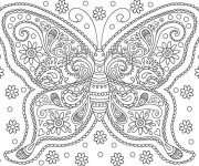 Coloriage et dessins gratuit Papillon Adulte Fleuri à imprimer