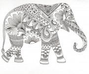 Coloriage Zen Animaux Éléphant